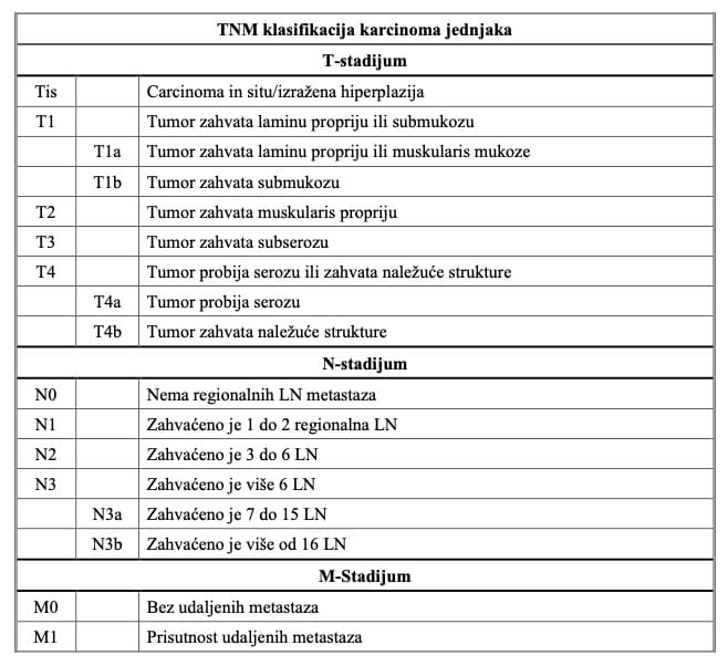 TNM klasifikacija bolesti želudca i jednjaka